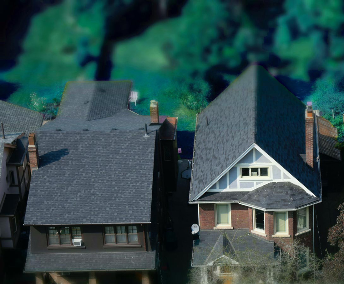 aerial image of two houses